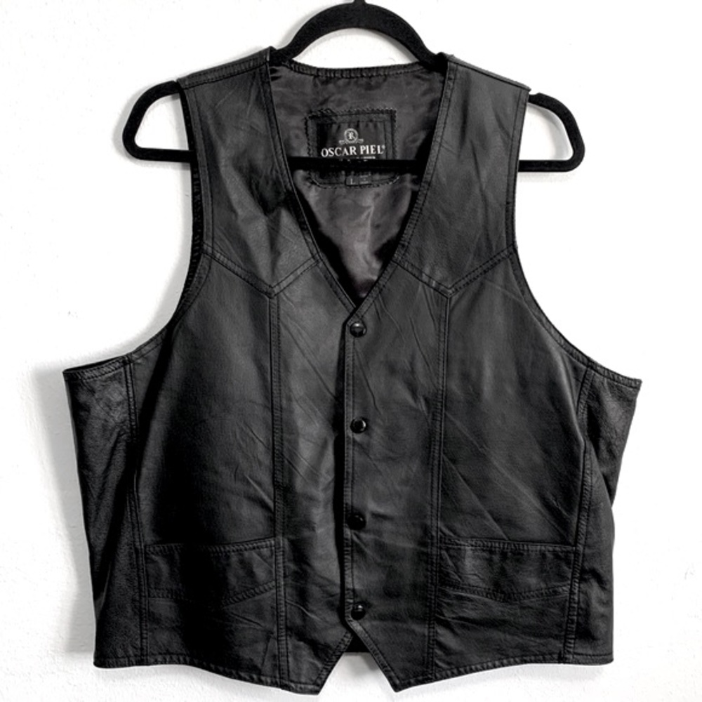 Oscar Piel Genuine Leather Black Vest